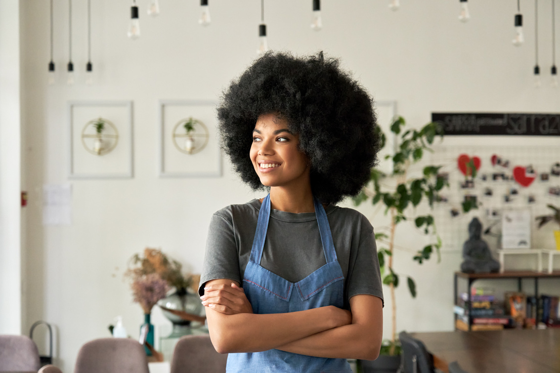 Smiling African Young Woman Cafe Small Business Owner