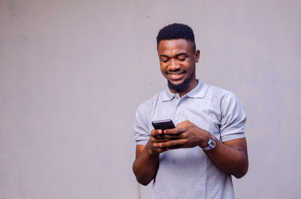 Portrait of handsome excited cheerful joyful delightful curi
